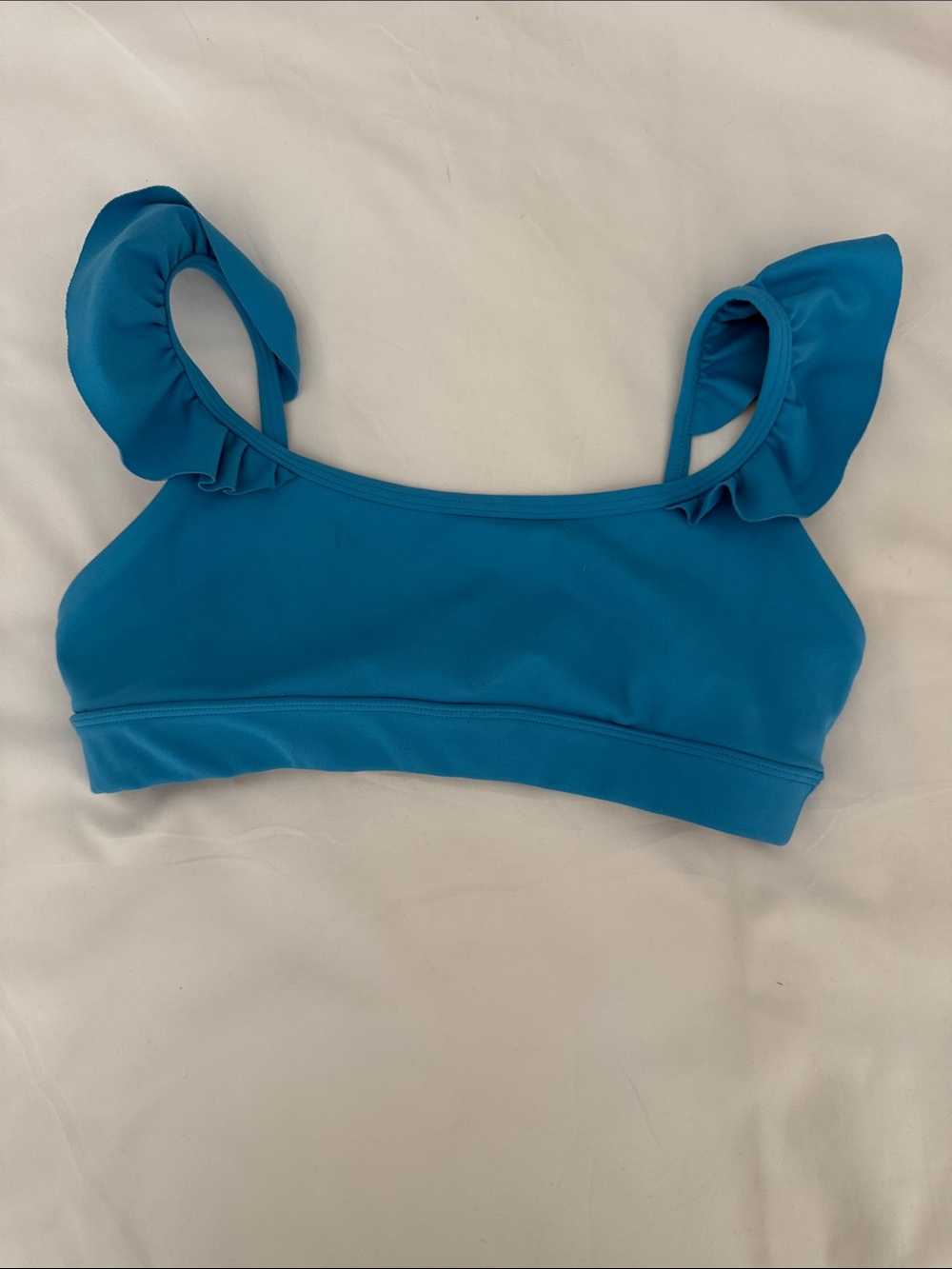JO & JAX . Kids Ruffle Strap Swim Top in Teal Blue